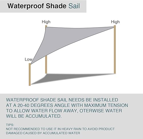 Miniatura 4 de Toldo impermeable triangular, 12 x 12 x 12 pies, bloqueo UV, para patio al aire libre, pérgola, jardín (rojo)
