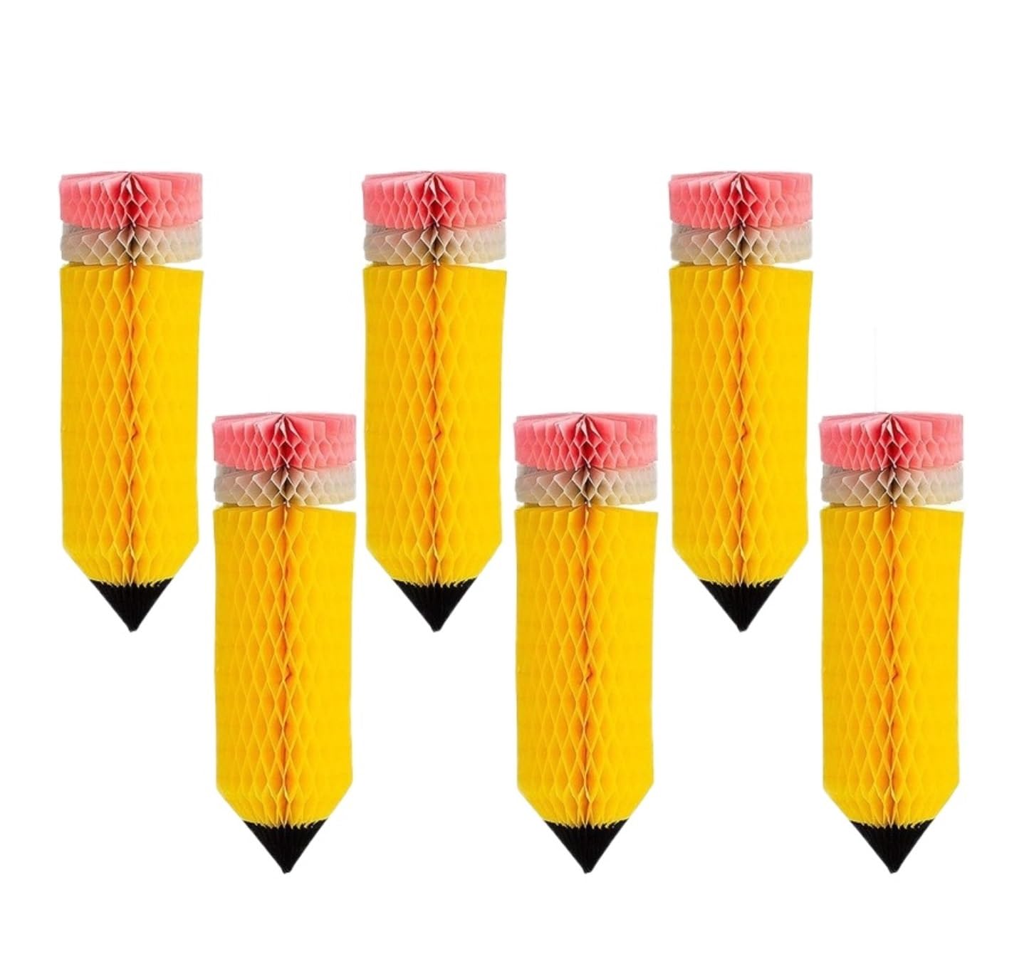 Farolillos De Papel Exterior Pack De 6 Adornos Colgantes Lápices En Forma Panal For La Vuelta Al Los Profesores Linternas Decorativa