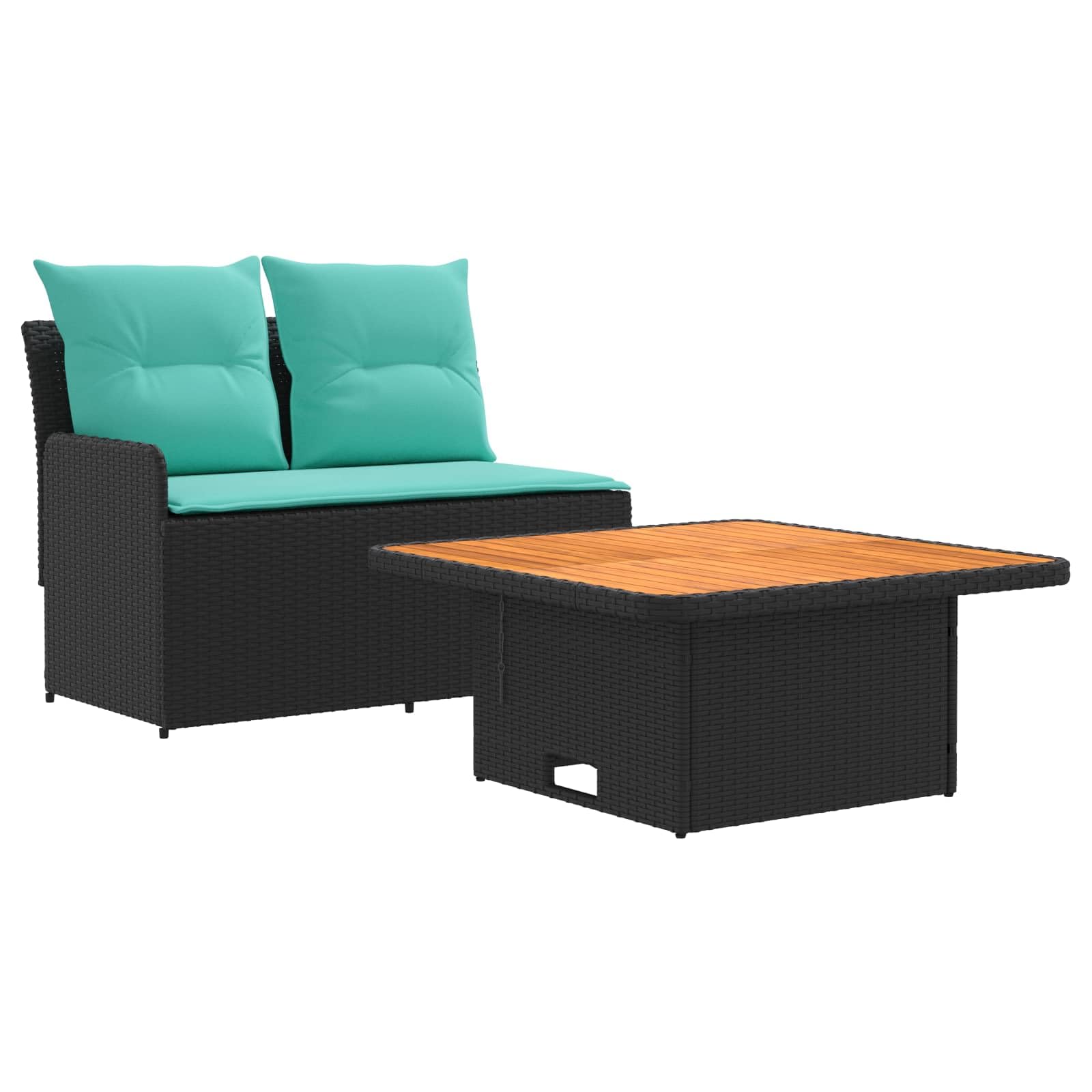 Canapé de jardin en acacia et polyrotin de haute qualité avec table ajustable
