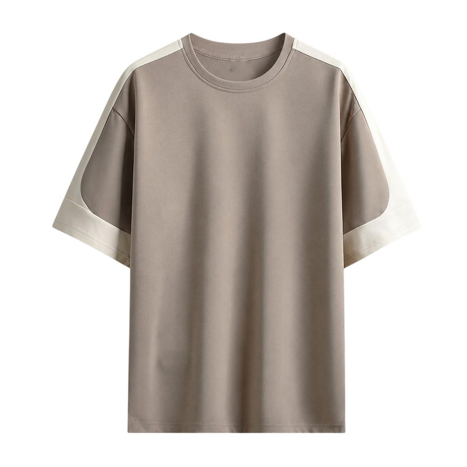 Męska koszulka Big Tall Colorblock Crewneck w stylu Hongkongu luźny top na co dzień