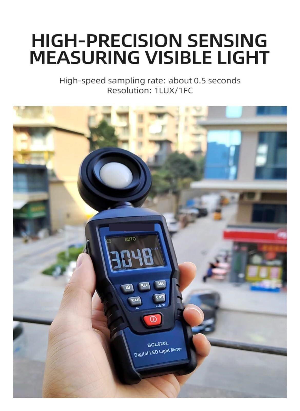 Medidor de luz Digital, Espectrómetro BCL620L Fotómetro Digital Iluminómetro Probador De Brillo Luxómetro Fotografía Iluminación Prueba Flujo Medidor Luz,fácil de Llevar