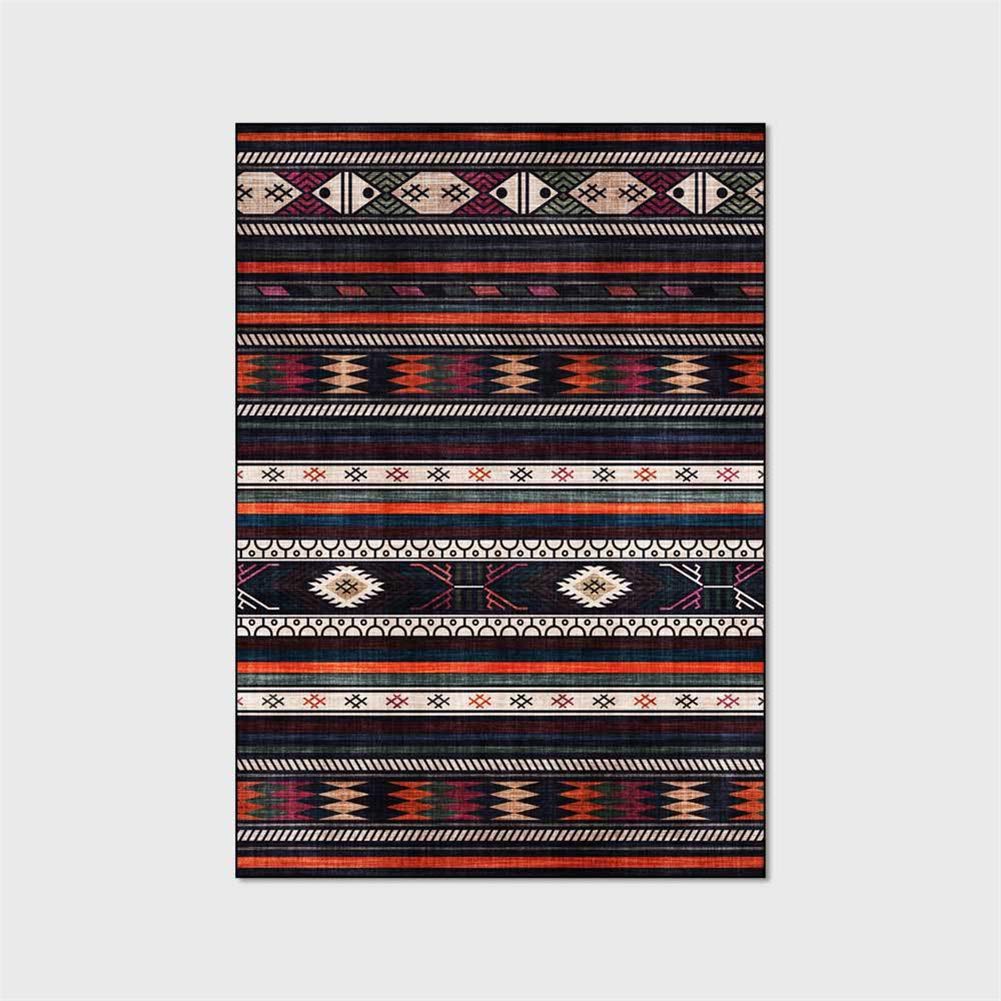 Tapis rectangulaire style ethnique noir et orange 80 x 160 cm pour chambre à coucher, salon, décoration d'intérieur pour garçons et filles, décoration d'intérieur