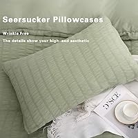 Vista 5 de AveLom - Funda de edredón verde tamaño Queen (90 x 90 pulgadas), 3 piezas (1 funda de edredón, 2 fundas de almohada), microfibra lavada ultra suave