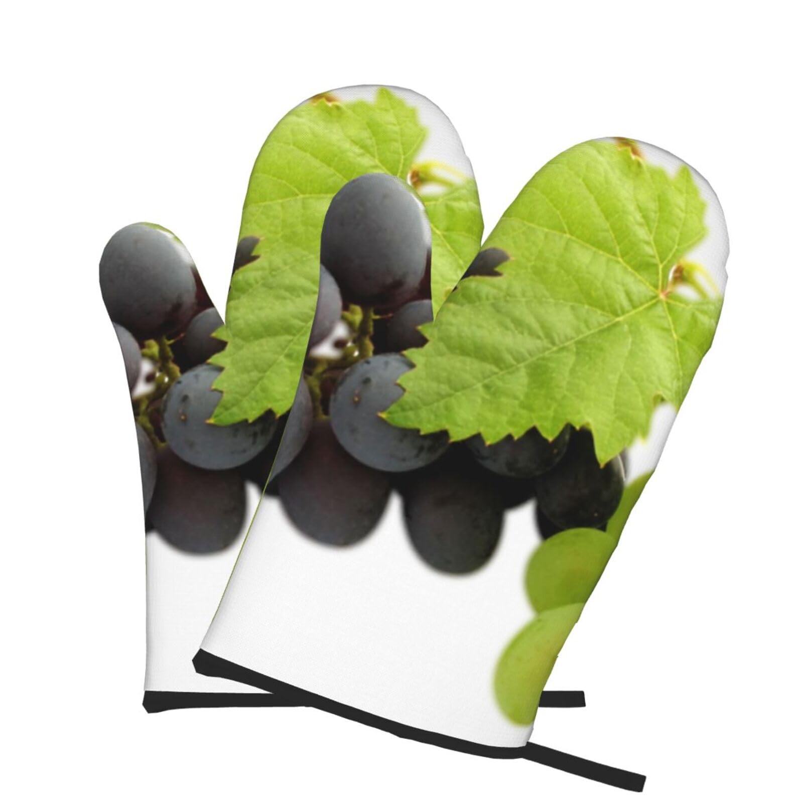 Oven Mitts Set of 2 Pcs, Grape Prints Heat Resistant Kitchen Gloves for Cooking Baking Grilling