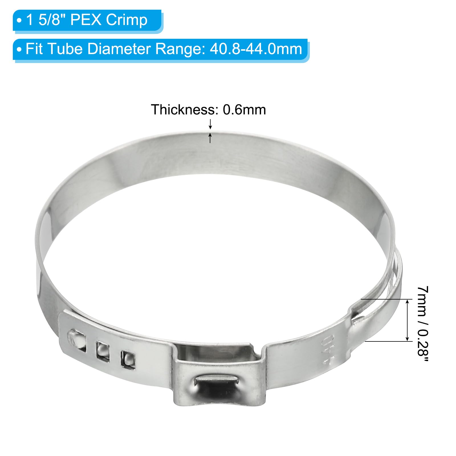 60 Pièces Collier Serrage Inox Set 5,8-7,0Mm 304 Inox Acier Simple Oreille Sertissage Anneaux