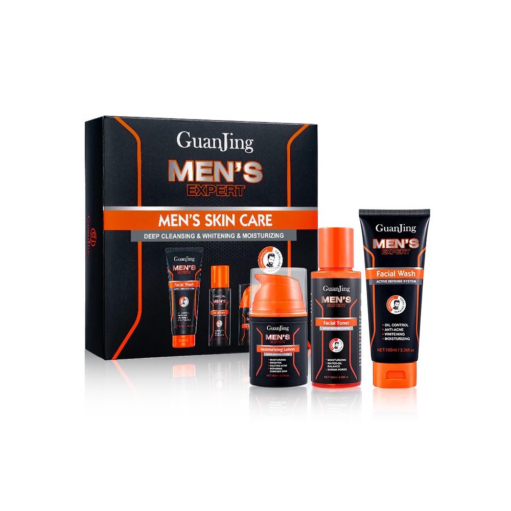 LaPalo Men's Bamboo Facial Skin Care Kit,Moisturize Brighten .Treatment for Men Acne .Oil Control .Includes Cleanser, Toner & Cream .3 Products for Gift Set.