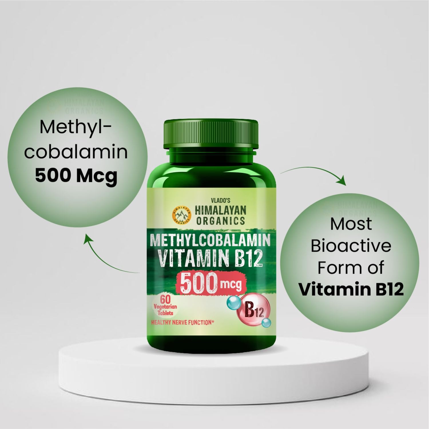 Vlado's Himalayan Organics Vitamin B12 Supplements 500 mcg - Methylcobalamin B12 Vitamin Tablets for Men & Women - 60 Veg Tablets — Amazon image 8