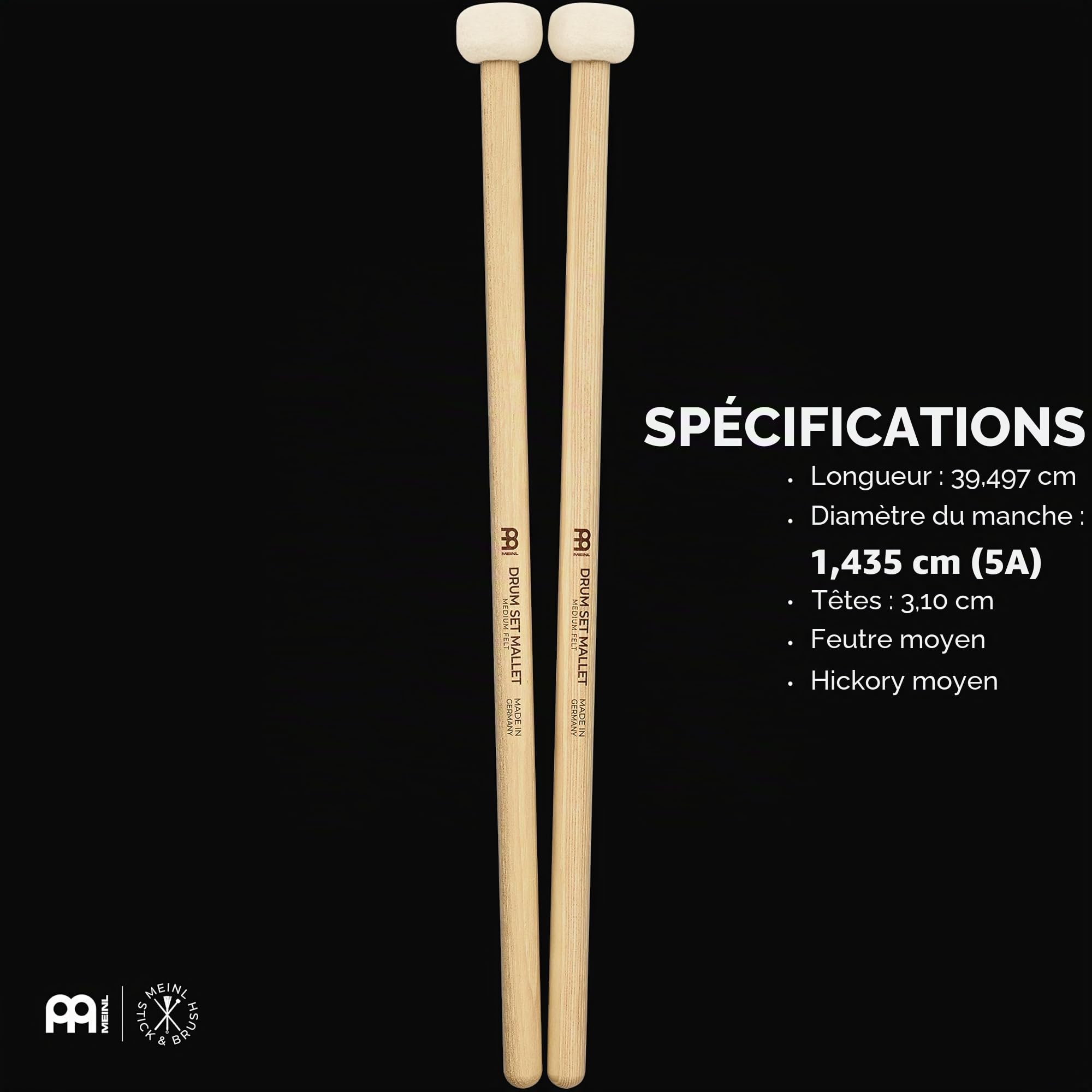 Meinl Mailloche moyenne pour batterie - Maillet de percussion de concert