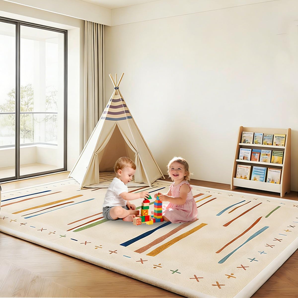 Voxirum 2.5 CM Thick Baby Foam Play Mat, Memory Foam Crawling Mat, Coral Velvet Activity Rug, Extra Thick Baby Play Mat, Perfect Carpets for Kids Gift, Exercise and Crawling 120 x 150 cm — image 1