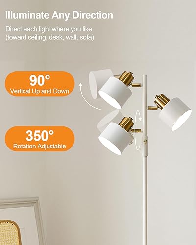 Miniatura 3 de OYEARS Lámpara de pie para sala de estar, iluminación brillante, alta y moderna, industrial, vintage, lámparas de esquina de pie, luz LED, luz de