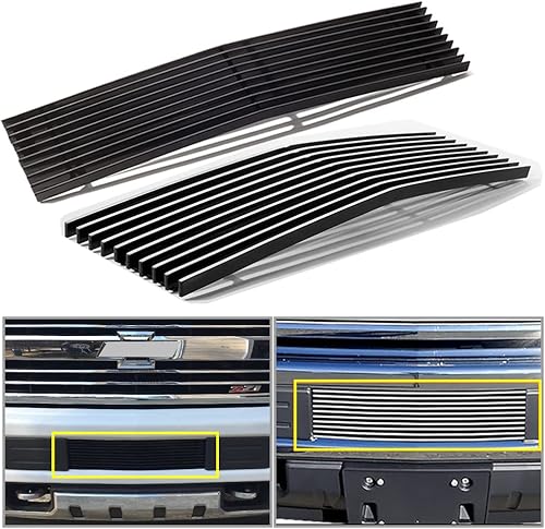Parrilla frontal para 2015 16 17 18 19 Chevy Silverado 2500HD 3500HD (negro y pulido)
