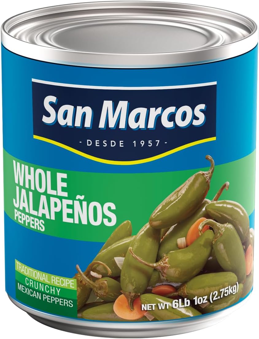 San Marcos Whole Jalapenos, 6 Lb, 97 oz, Carefully handpicked Whole Jalapeños Peppers