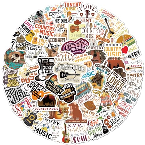 50Pcs Country Music Stickers Pack, Waterproof Vinyl Country Music Aesthetic Stickers, Western &...
