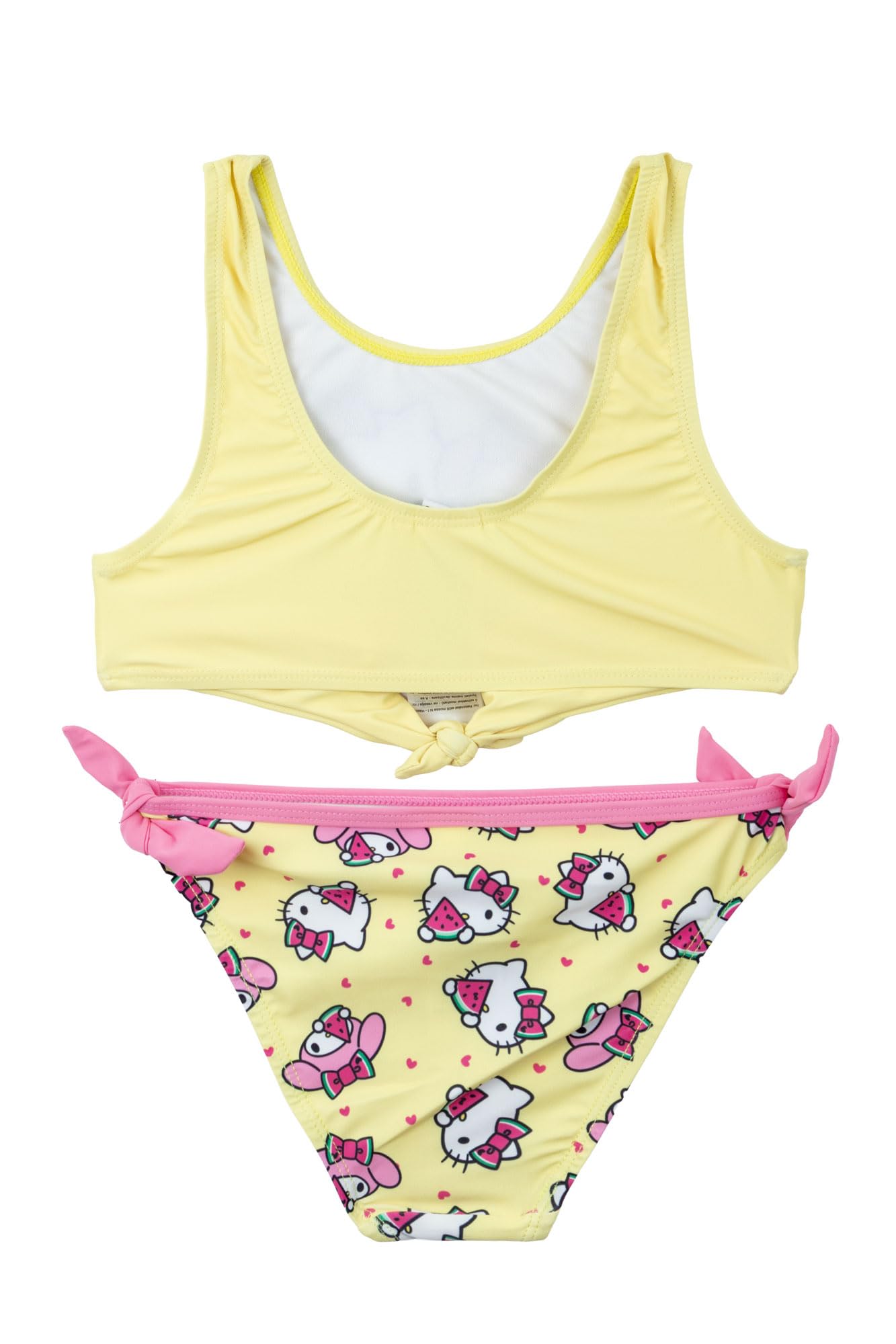 Hello Kitty Friends Bikini Niña 2 Piezas Disfraz Mar Piscina 82% Poliéster 18% Elastano Impresión Oficial Tallas 3-8 Años Rosa y Amarillo