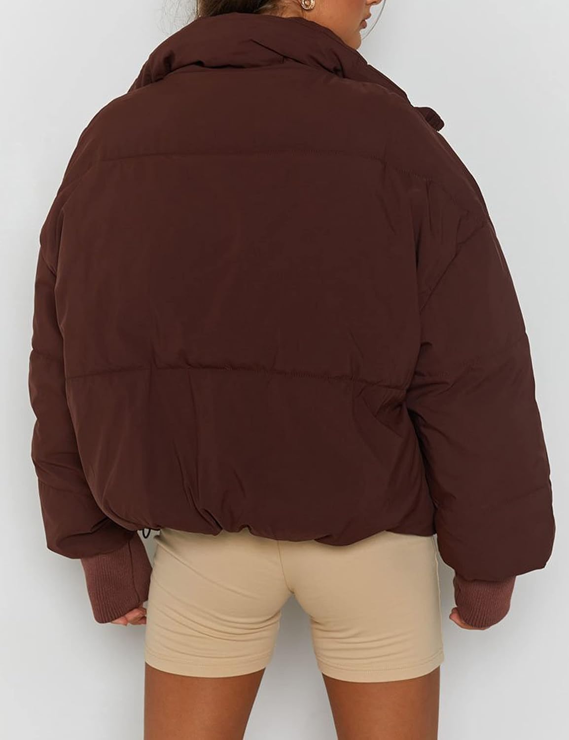 UANEO Puffer Jacket Womens Oversized Cropped Puffy Quilted Winter Jackets Coat