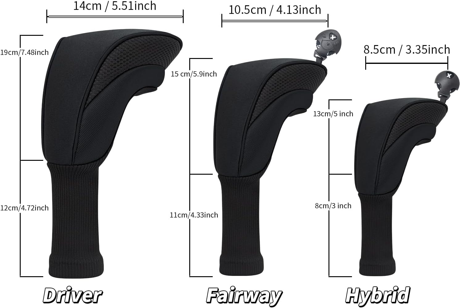 Wood Headcover Golf Club Covers Driver Headcovers Nylon Head Covers Designed to Fit All Woods - 3/4/5/6 Pack/Set Golf Accessories Suitable for Men and Women