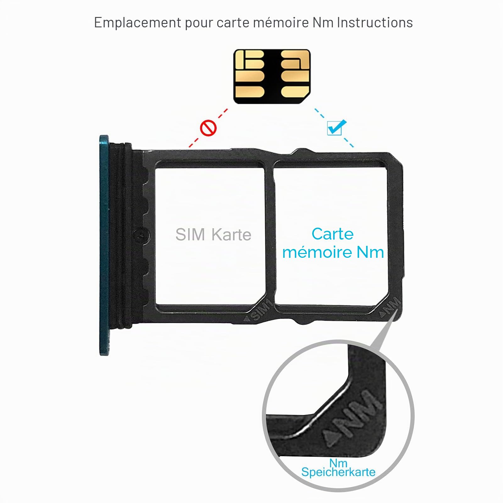 Carte Mémoire NM 128Go 90Mo/s Nano SD Compatible Huawei P30 P40 P50 Mate20 Mate30 Mate40