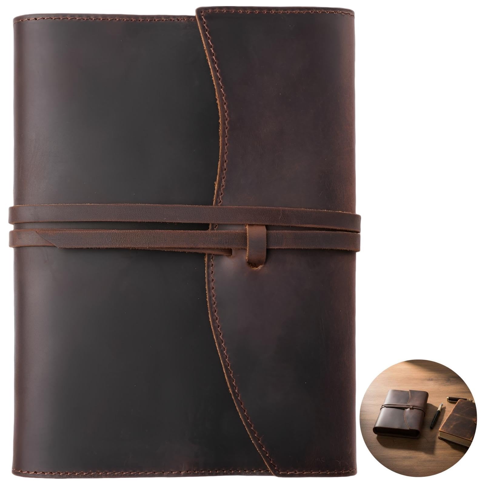 Copertina per bibbie in vera pelle, formato A5, color caffè, chiusura di facile accesso, chiusura a cintura, finitura artigianale, regalo per lettori di bibbie, adatta per libri A5