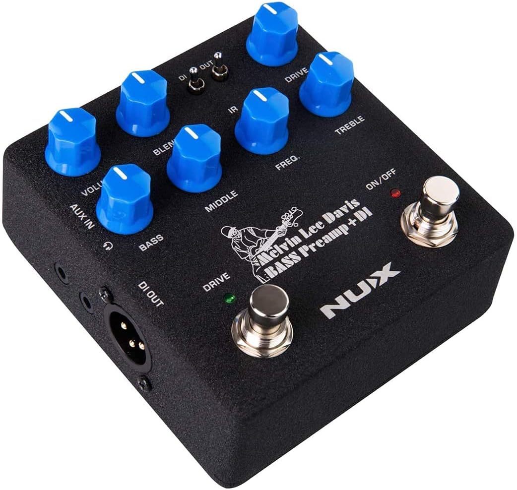 NUX Melvin Lee Davis NBP-5 Bass Preamp and DI Bundle with 2 Instrument Cables, Dunlop Pick Pack, and Power Supply