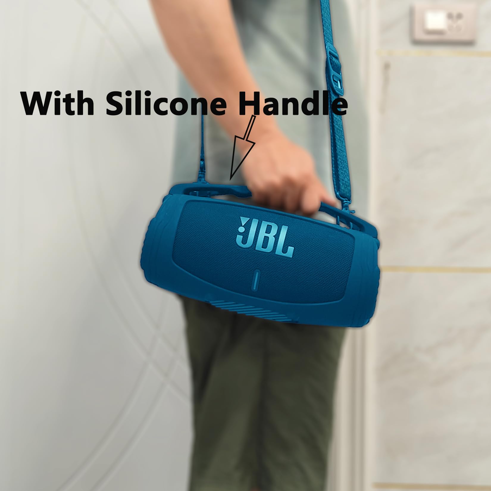 Funda de silicona para altavoz Bluetooth portátil JBL Xtreme 3 | Funda protectora suave para JBL Xtreme 3 con asa, a prueba de golpes y arañazos (azul)