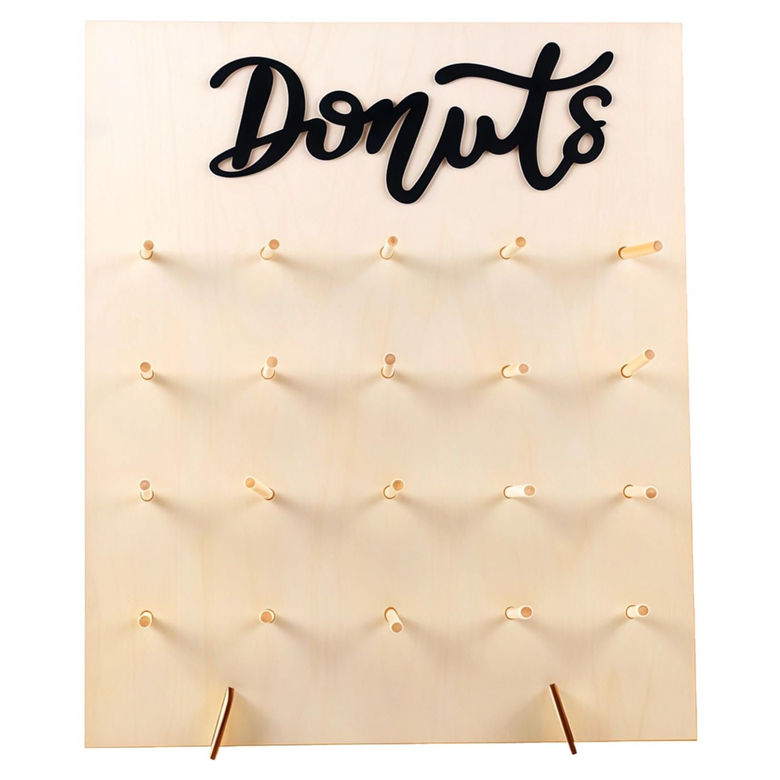 Drewniany stojak na pączki, 17.7 in x 14.8 in / 45 x 37,6 cm, wielokrotnego użytku stojak na pączki na ślub, urodziny, uroczystości, dekoracja imprezowa, tablica na śledzie dla oczekiwanego