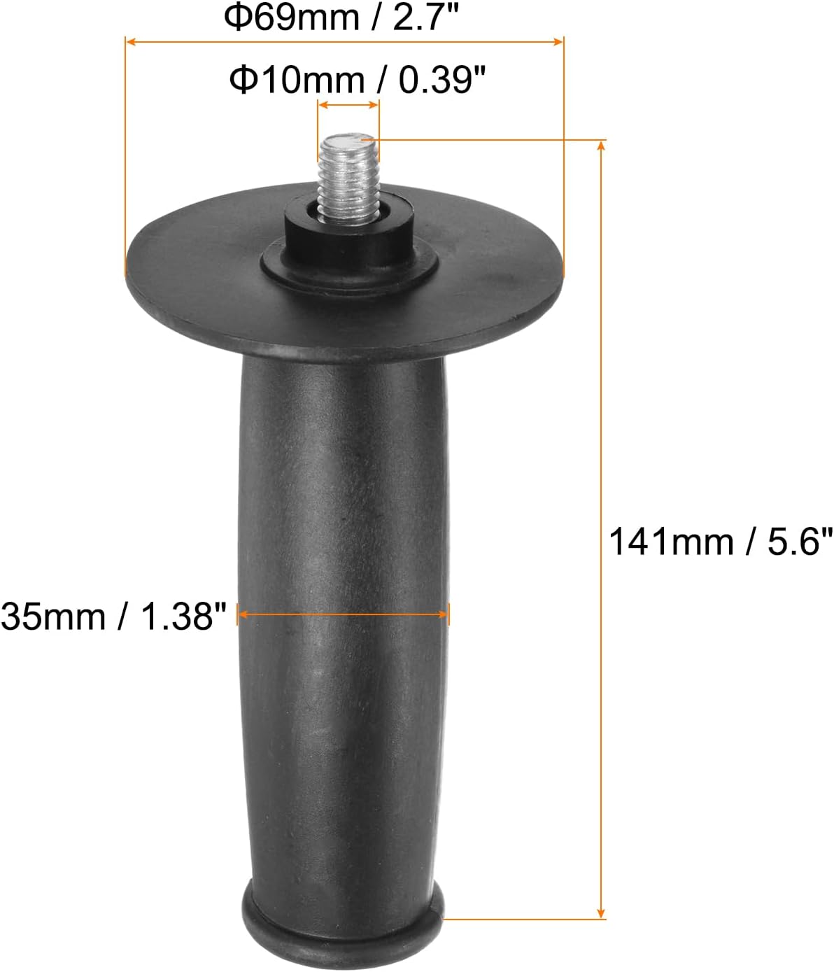 HARFINGTON 2pcs Angle Grinder Side Handle 10mm Thread 141mm Length Plastic Angle Grinder Handle Replacement Auxiliary Sander Handle Tool