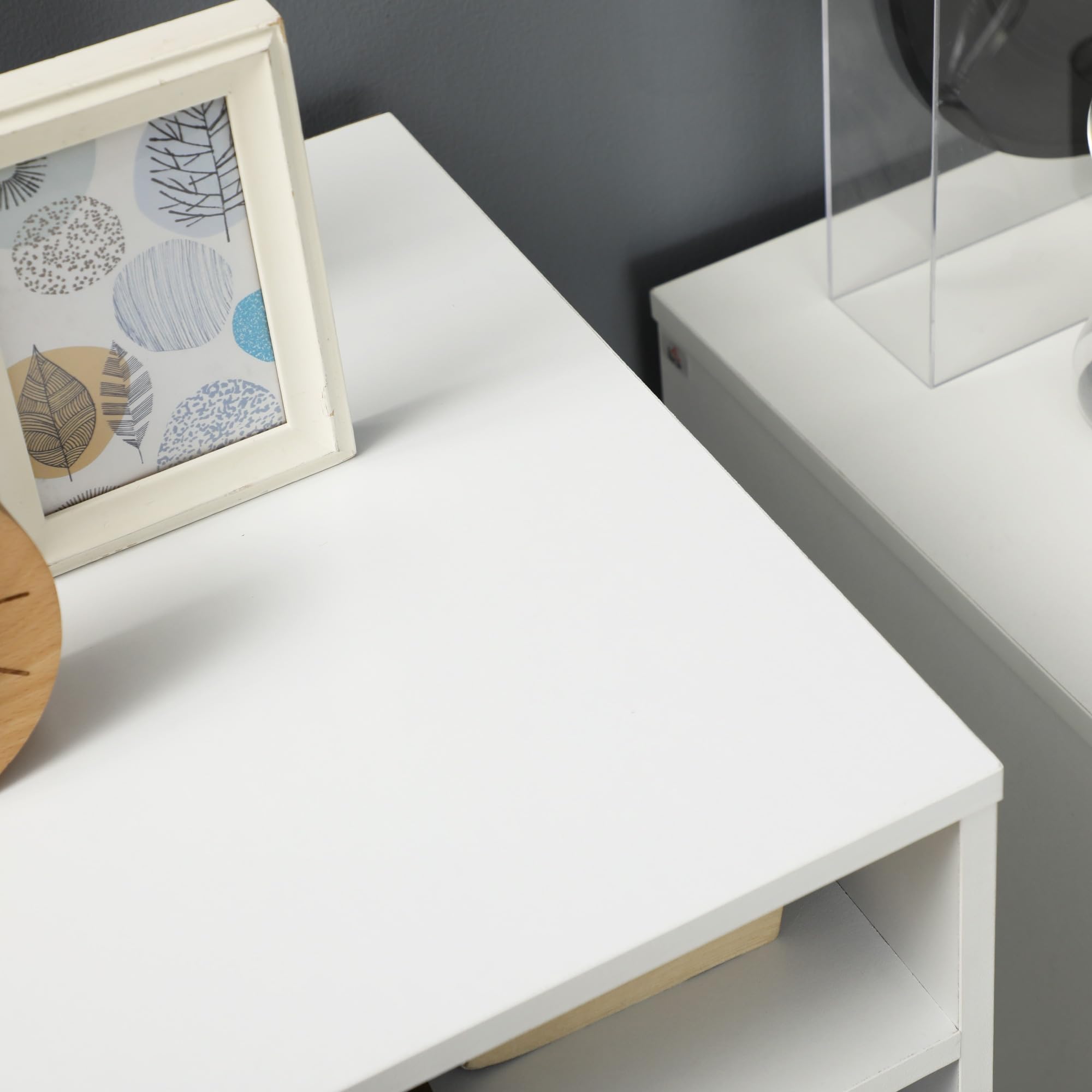 Vinsetto Cassettiera Ufficio con 4 Ruote 4 Ripiani 38x40x86.8 cm Bianco | 3 Cassetti, Schedario Portadocumenti, Legno MDF