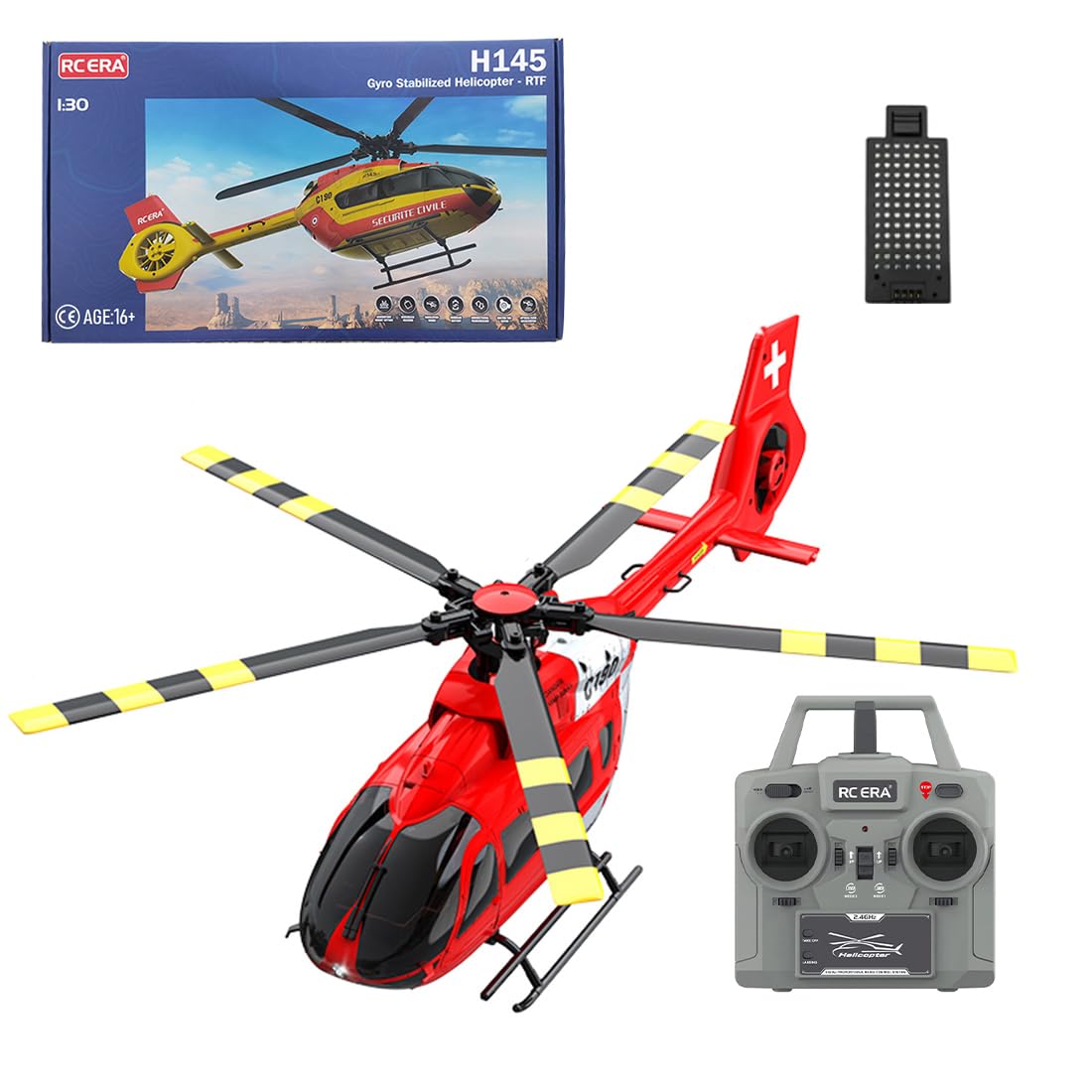 TENIREALX RC ERA C190 RC Helicopter for Adults & Beginners, 1/30 Scale 6CH Single-Rotor Flying Aircraft with 6 axis Gyro, Dual Brushless Motors & Optical Flow Positioning- RTF / 1 Battery