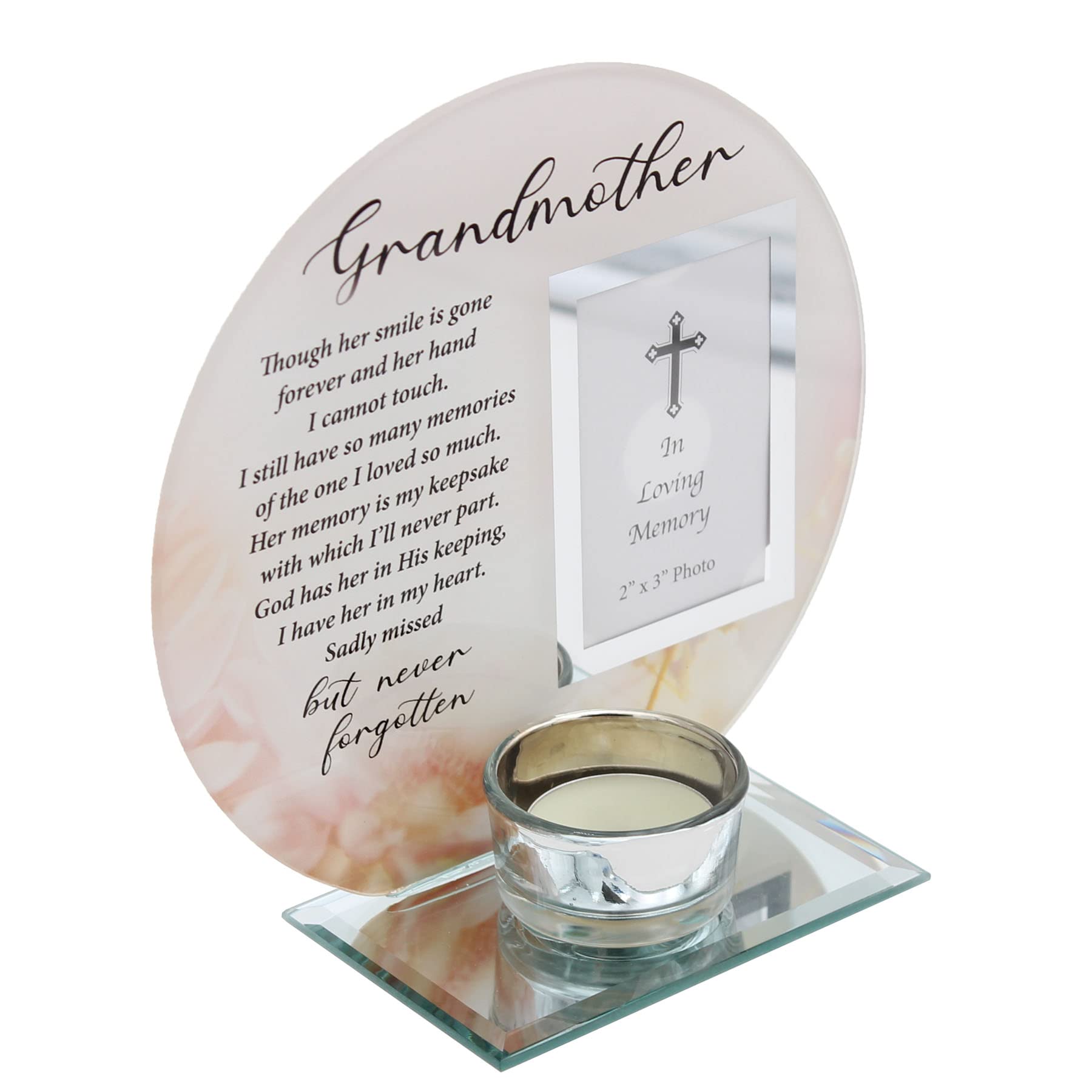Glass Memorial Votive Tea Light Candle Holder with Photo Frame Tealight - Grandmother