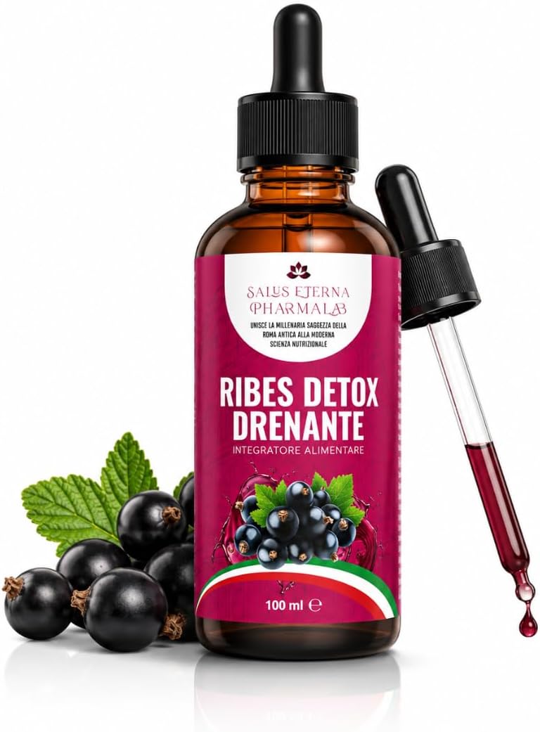 Salus Eterna Blackcurrant Nigrum Detox Draining Forte 100ml – Natural Purification for Liver and Kidneys, Antioxidant and Diuretic for Water Retention, Immune Support, Made in Italy