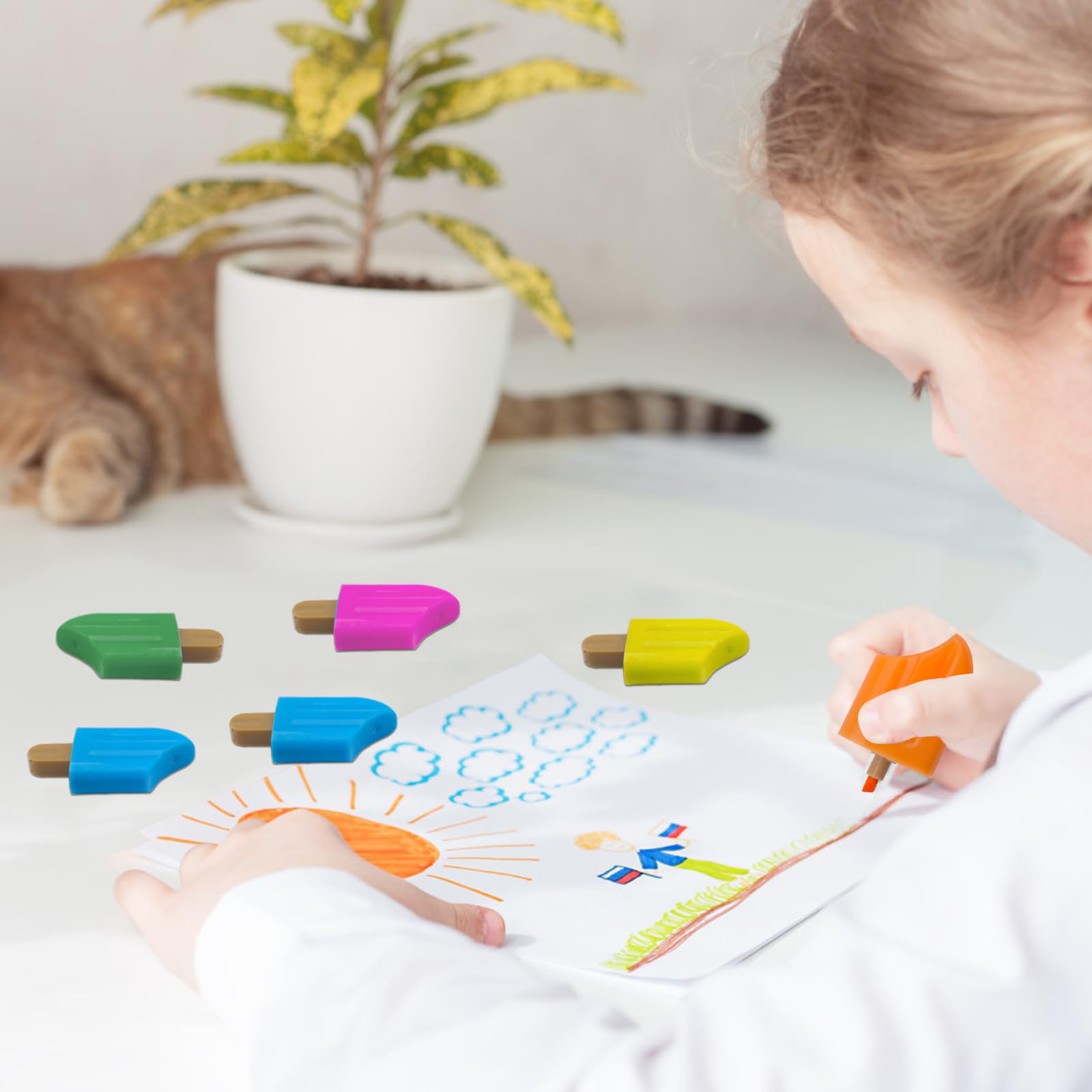 ZoeWei Mini markeerstiften, 30 stuks, snoepjes, markeerstiften voor kinderen, scholieren, 6 kleuren, grappige schrijfwaren, highlighter, cadeautjes