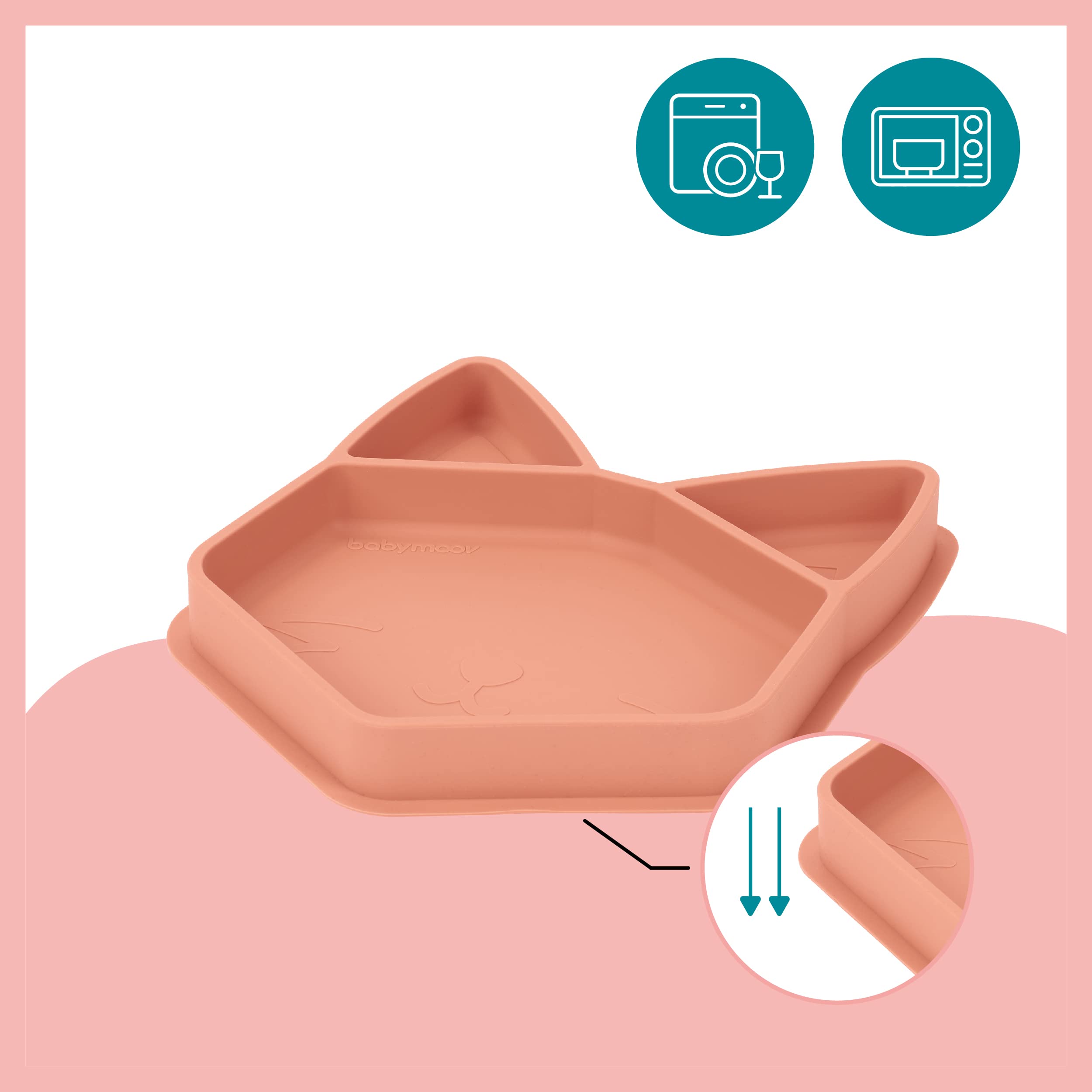 Babymoov Assiette silicone compartimentée ISY PLATE Renard Terracotta
