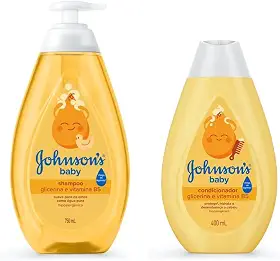 Kit Johnson's Baby Shampoo Glicerina Para Bebê, 750ml + Condicionador Infantil Johnson's Baby Regular 400 ml, Amarelo