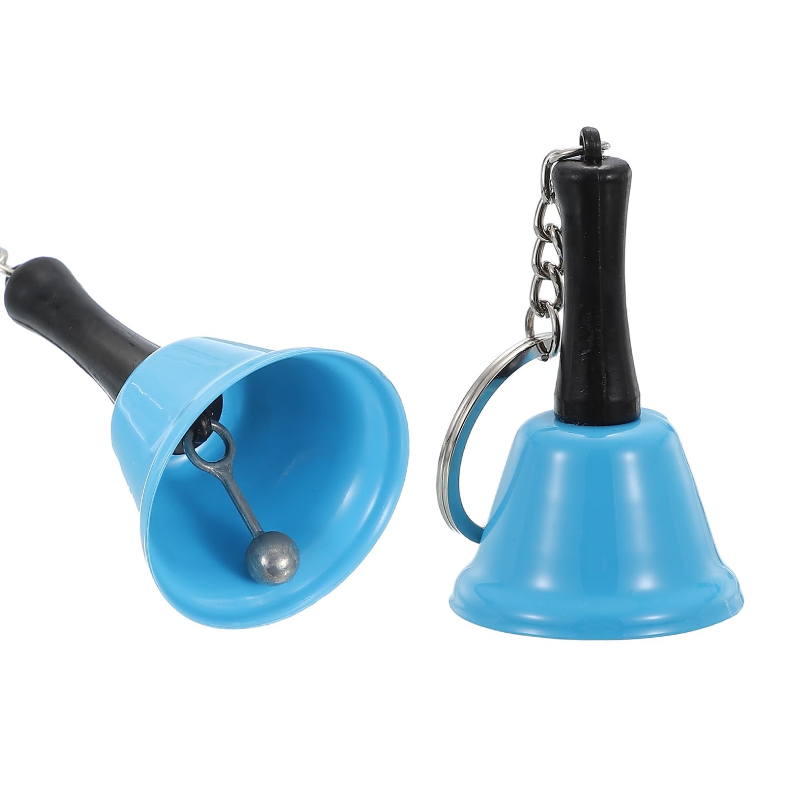 PATIKIL 2 PCS Mini Hand Bell, Call Bell Small Pet Collar Bells Keychain Cute Bulk Loud Jingle with Keychain for Dog Collar Pendant Wedding Christmas Decoration Gifts Prayer, Blue — image 1