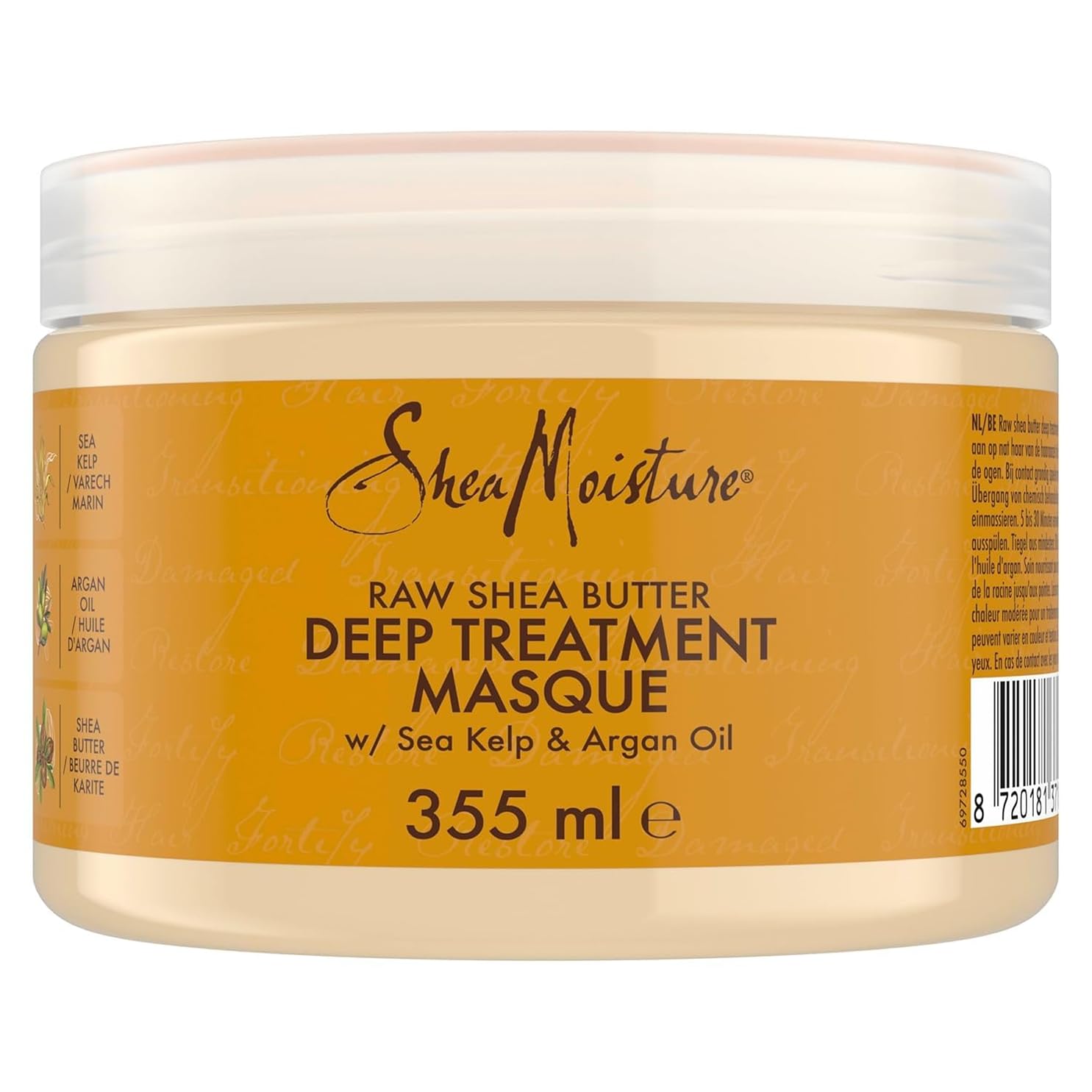 SheaMoisture Raw Sheabutter Haarmaske - sulfatfreie, intensiv feuchtigkeitsspendende Curl Cream mit Arganöl und Seetang - ideal für dickes, trockenes oder lockiges Haar - 1 x 355 ml