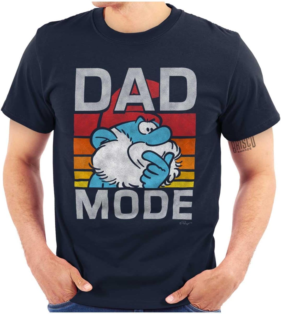 Funny Papa Smurf Cartoon Dad Mode Mens Graphic T Shirt Tees