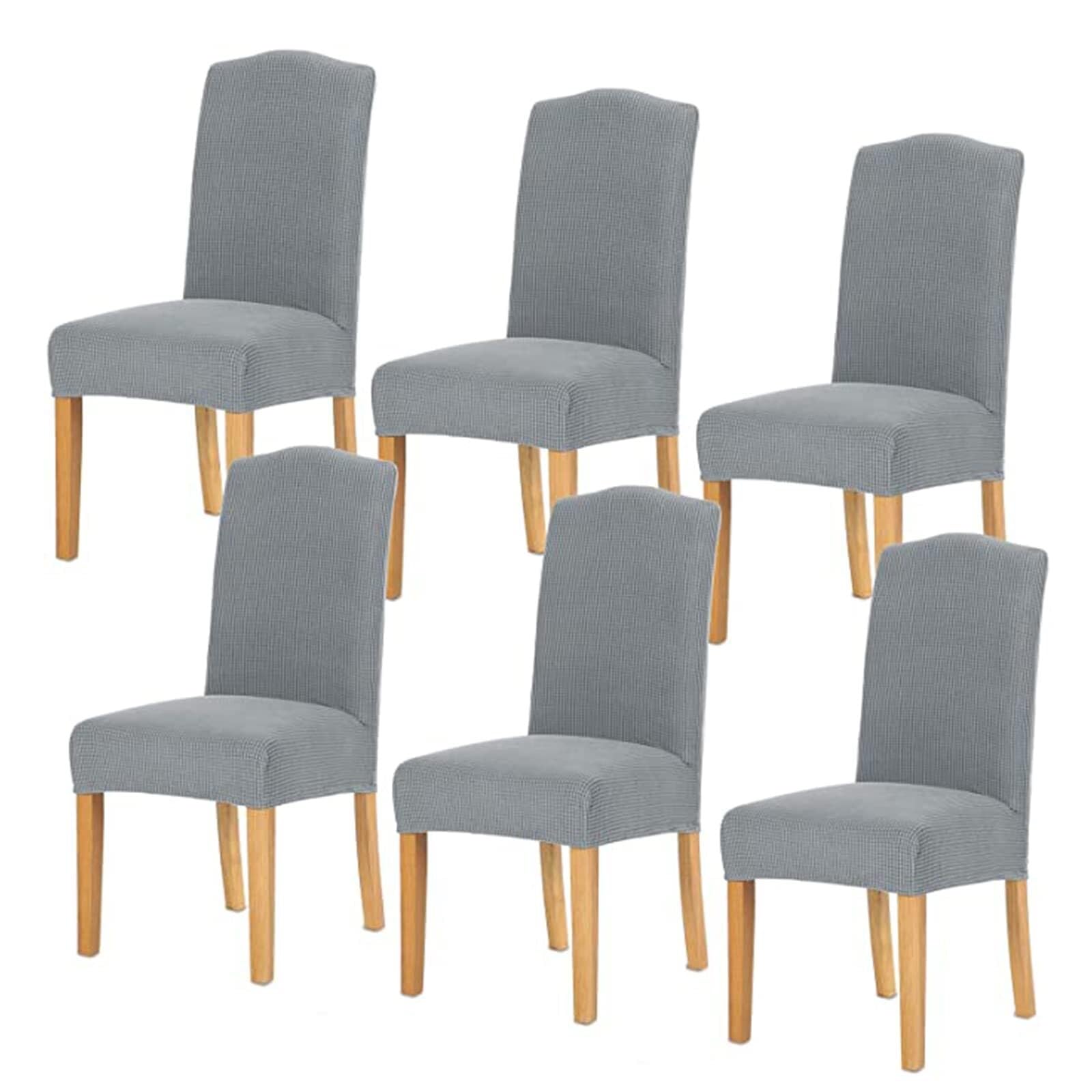 NMVAWIPT Dining Chair Covers, Soft Stretch Jacquard Slipcovers, Washable Removable Parsons Protector - Fits High Back Chairs(34#,6pcs)