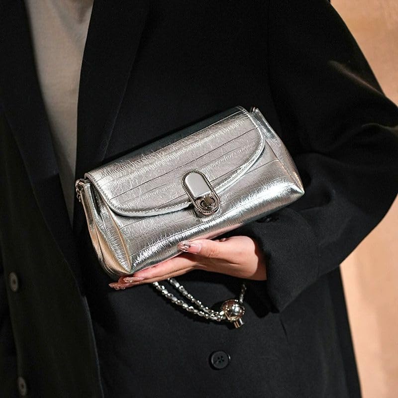 Metal Chain Shoulder Bag Women PU Leather Small Square Bag4