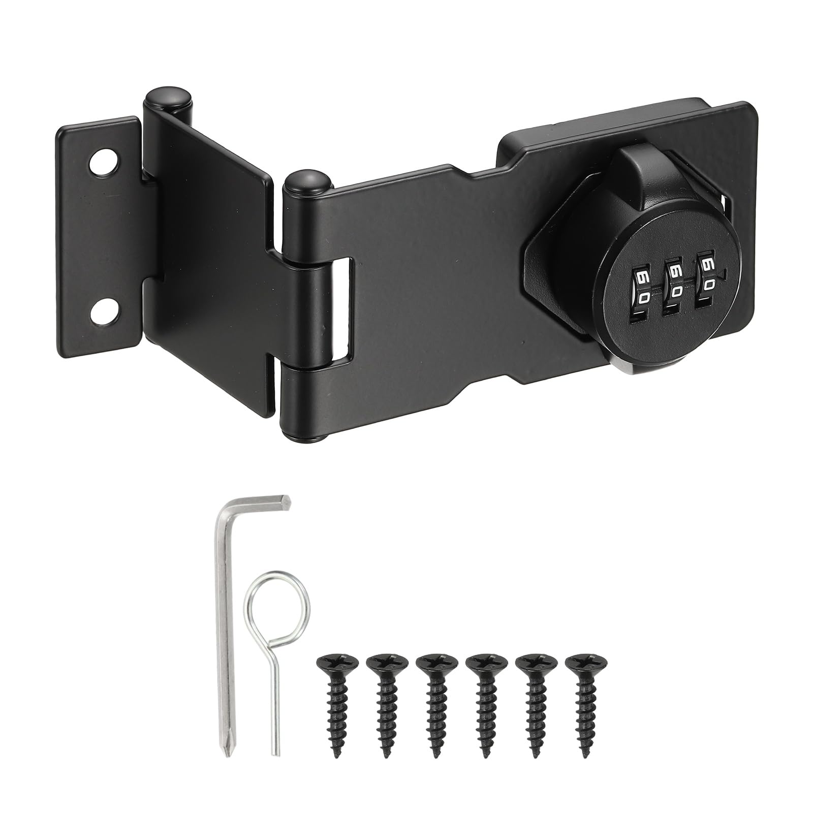 sourcing map Keyless Cabinet Lock with Combination Code - Three-Section Password Hasp Latch Lock Mechanical Password Rotary Hasp, for Office Filing Cabinets Drawer Closet Cupboard, Black