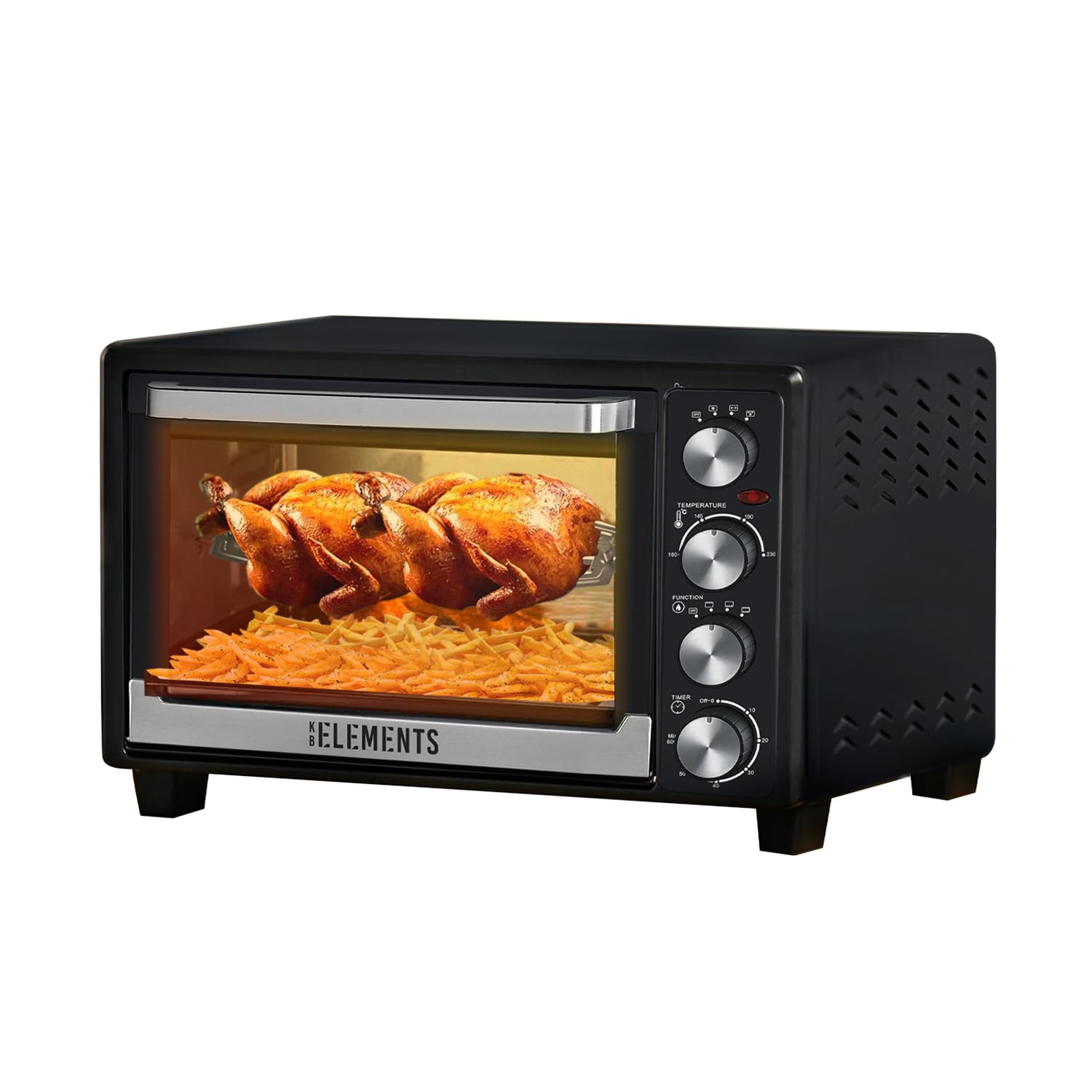 KB ELEMENTS KB-Elements Mini-oven 45 liter 2000 watt convectie pizzaoven elektrisch hanggrill camping draaispit