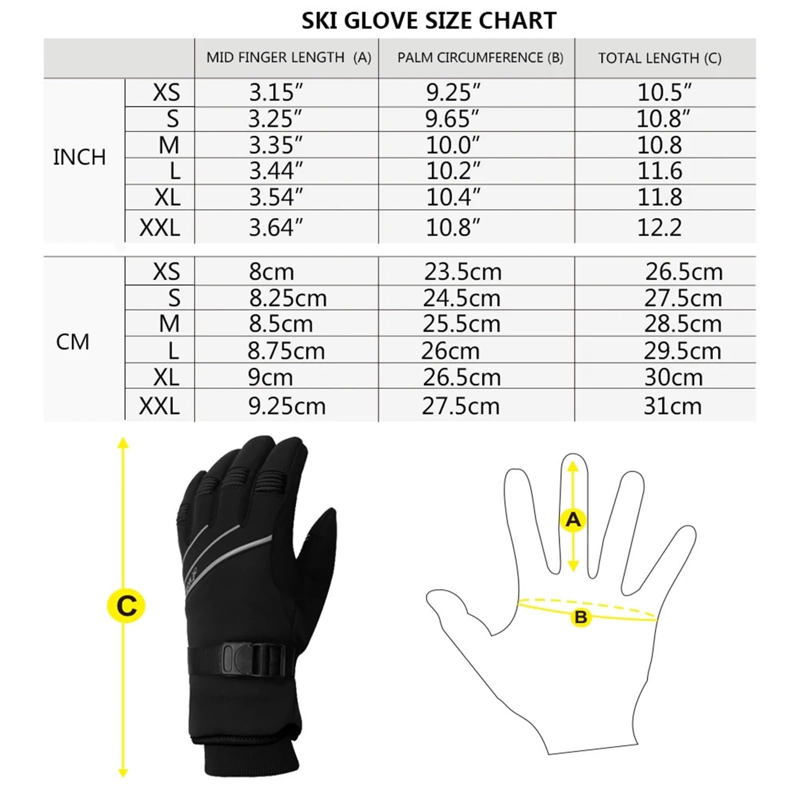 Guanti Neve Donna Guanti da sci caldi con dita intere, touch screen, invernali, for ciclismo, riflettenti, antivento, for moto, uomo e donna
