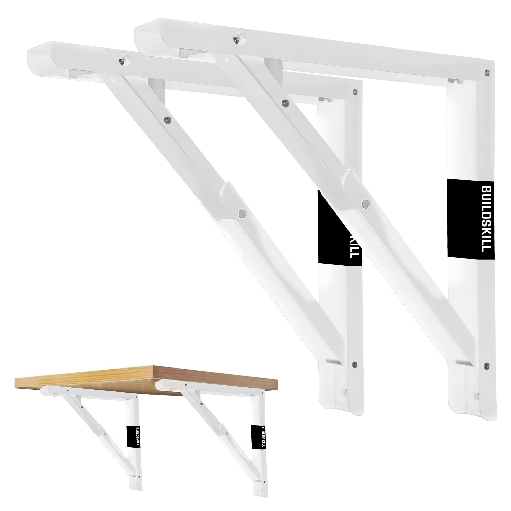 Buildskill 24" Folding Shelf Bracket, 1.2mm Heavy-Duty Folding Table Bracket, Corrosion Resistant & Space-Saving Design, Brackets for Wall Shelves & Workstations, Home & Office Use (DAGrey) (Set of 2) — Amazon image 12