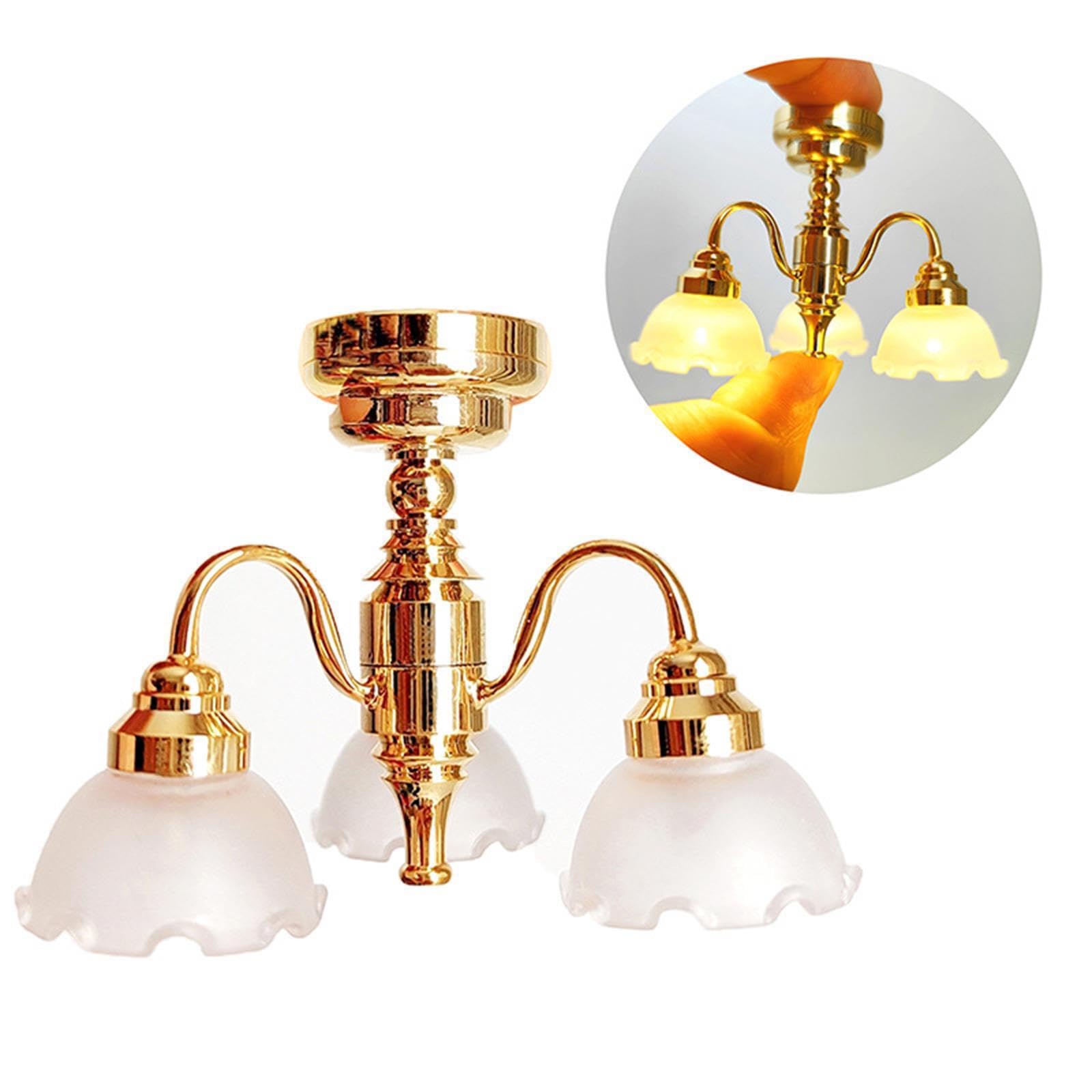 Lampadario per casa delle bambole, fatto a mano, materiale per scenografie, camera da letto, soggiorno, sala da pranzo, materiale per oggetti di scena fotografici. Il , Stile A