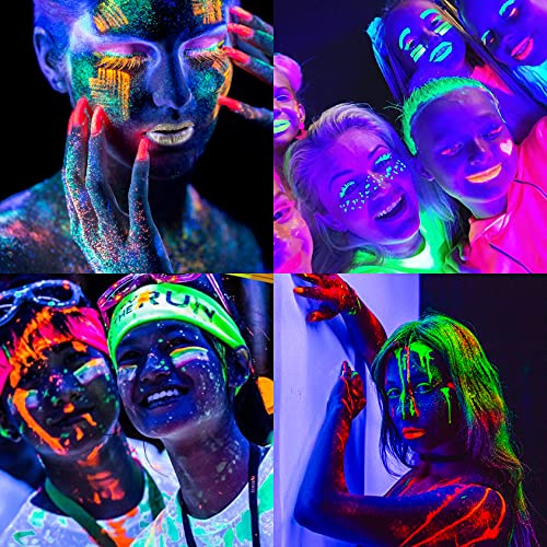 Body Paint Glow In The Dark Uv Neon Blacklight Face Paint Makeup With 0.4Oz Set Of 8 Tubes 6 Art Brushes And 1 Palette For Adults Music Festivals Party Halloween Christmas #TOP6