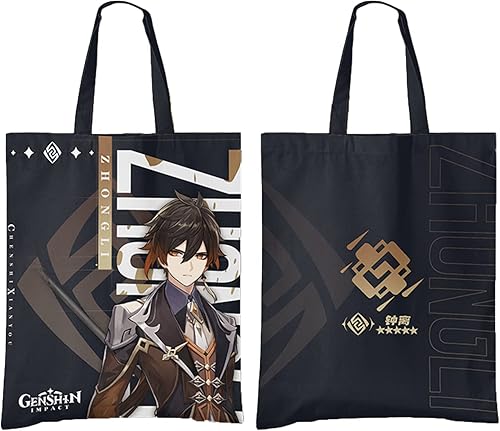 EGEN Genshin Impact - Bolsa de lona de dibujos animados de anime, bolsas de compras reutilizables de 16.5 x 13.0in, adecuada para regalar a amigos