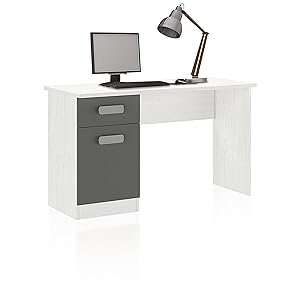 duehome | Mesa Estudio Juvenil con Cajonera, Escritorio Compacto, Mesa PC, Modelo Play, Acabado en Andersen y Grafito, Medidas: 120 cm (Largo) x 49,8 cm (Fondo) x 70,8 cm (Alto)