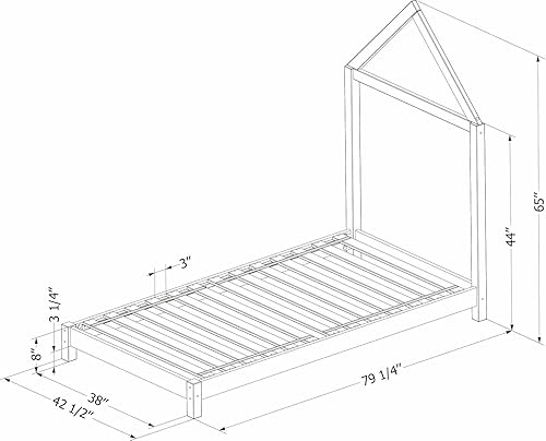 Miniatura 3 de South Shore Sweedi - Cama con cabecera de marco de casa, tamaño individual, color negro mate