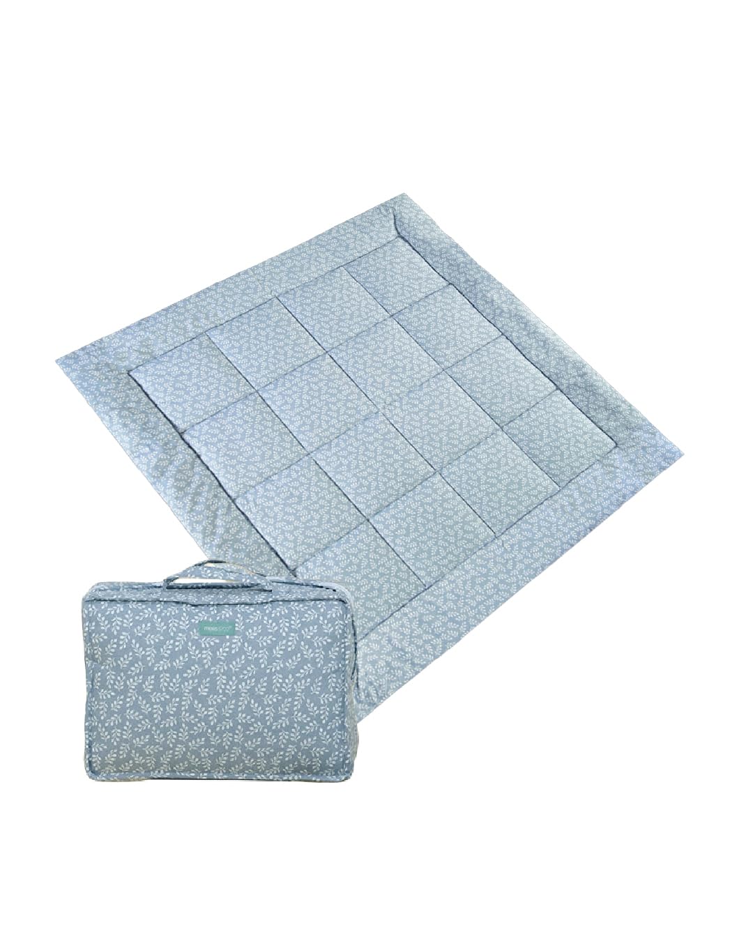 molis&co. Tapis de Jeu pour bébé. Tapis de Sol Portable Pliable Extra Large de 120 x 120 cm pour Les Tout-Petits et Les bébés. Très rembourré. Blue Garden. Oeko-TEX 100.