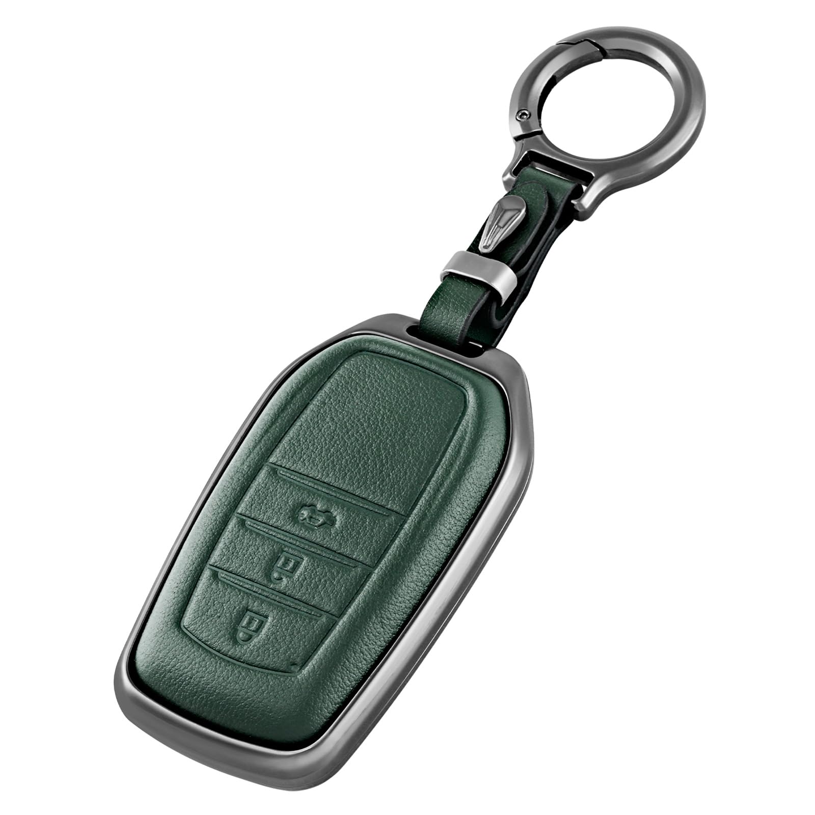 OFFCURVE Toyota/トヨタ専用 Key Case, Zinc Alloy + Genuine Leather Material Car Key Fob, 3 Buttons, Suitable for New Land Cruiser 250 Series/Harrier 80 Series/Yaris Cross/Corolla Cross, Waterproof | アルファード30系前期 アルファード30系後期 ヴェルファイア30系後期に適用 傷防止 電波を妨げず 衝撃防止 スマートキーケース green