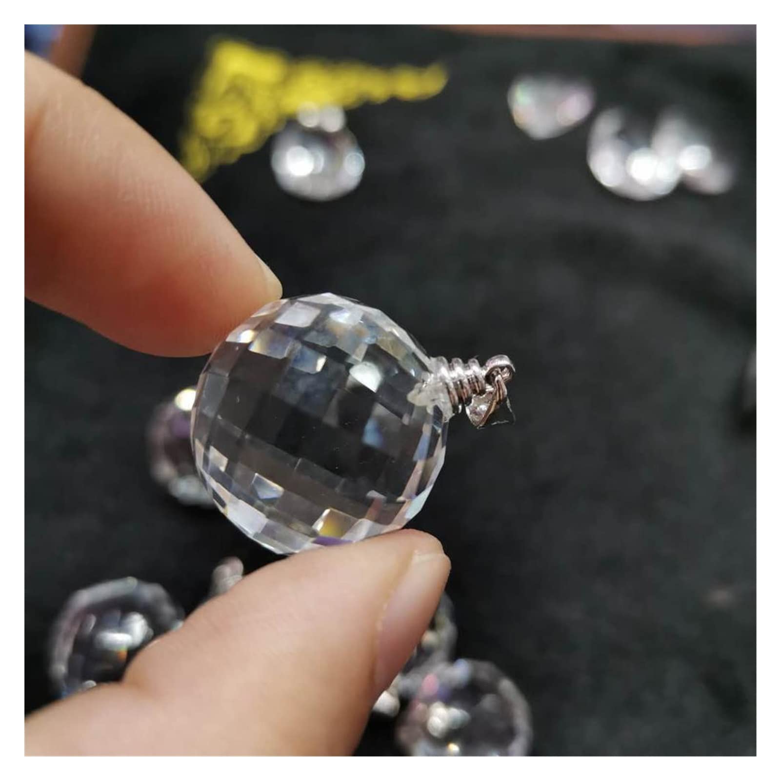 Colgante de Bola de Cristal facetado Natural, Collar de Esfera de Cristal de Cuarzo, decoración Artesanal Inicio Colecciones